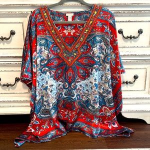 Flowy Beaded V-Neck blouse